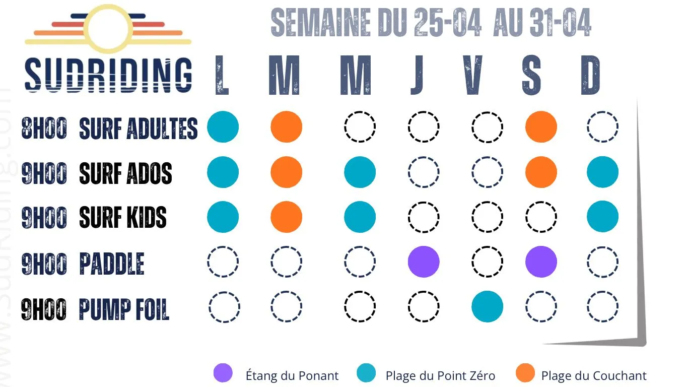 Planning des activités sudriding